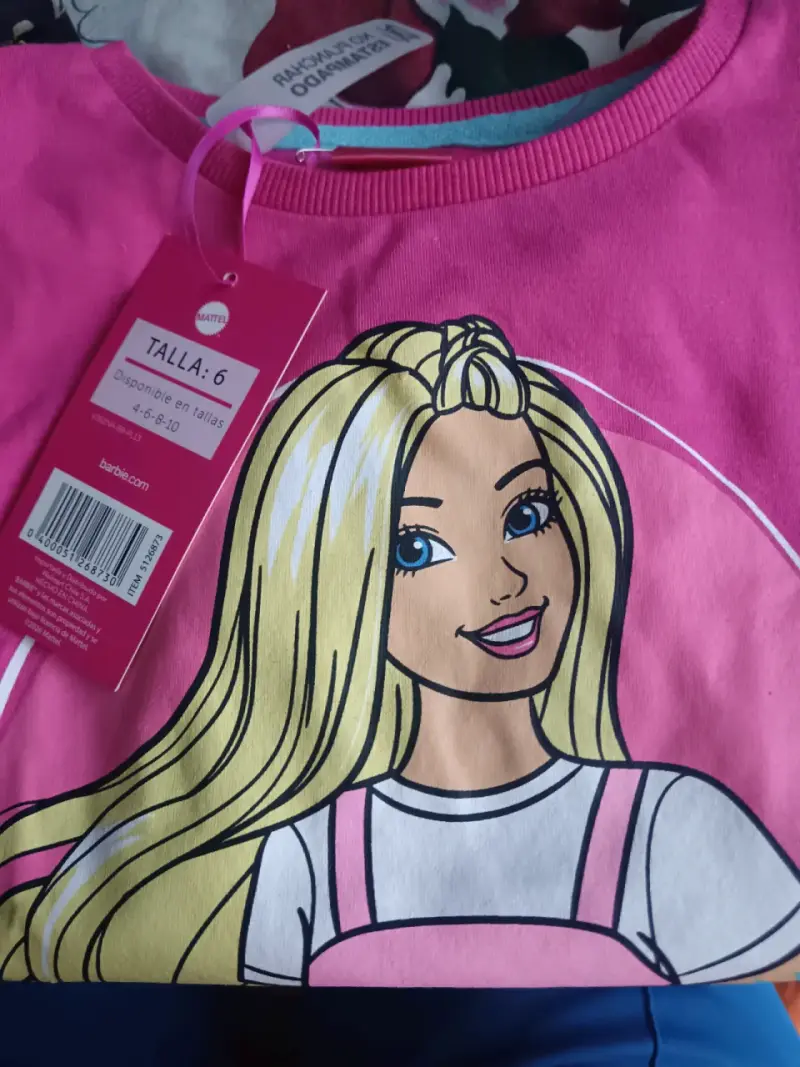 Polera Barbie para niña color rosa talla 6 - 3