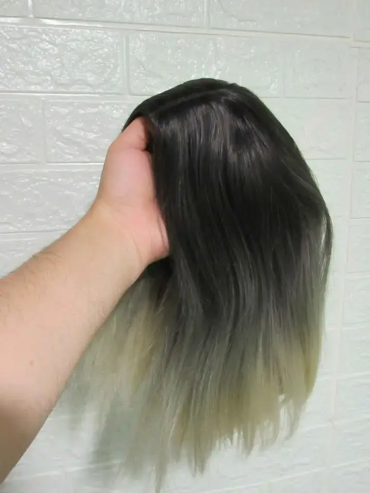 Peluca Melena Bob negra y rubia - 4