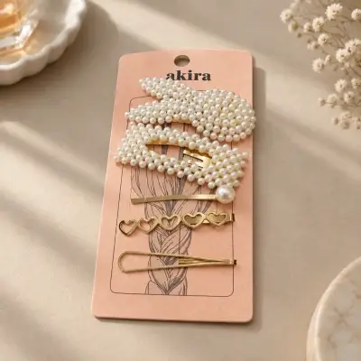 Set de Pinches para el Cabello con Perlas y Corazones - miniatura 1