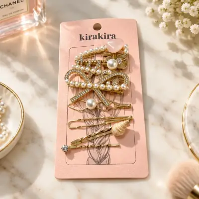 Set de Pinches para el Cabello con Perlas y Corazones - miniatura 2