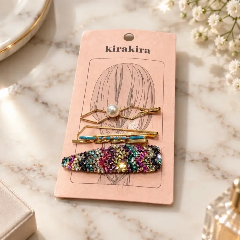 Set de Pinches para el Cabello con Perlas y Corazones - 3