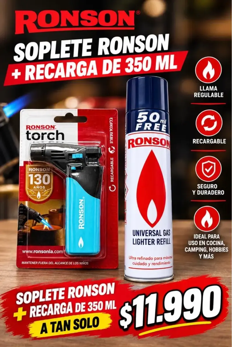 Soplete Ronson con Recarga de 350 ml