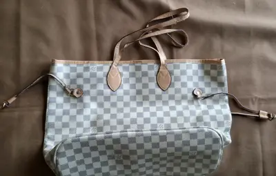 Bolso Neverfull Louis Vuitton damier blanc - miniatura 1