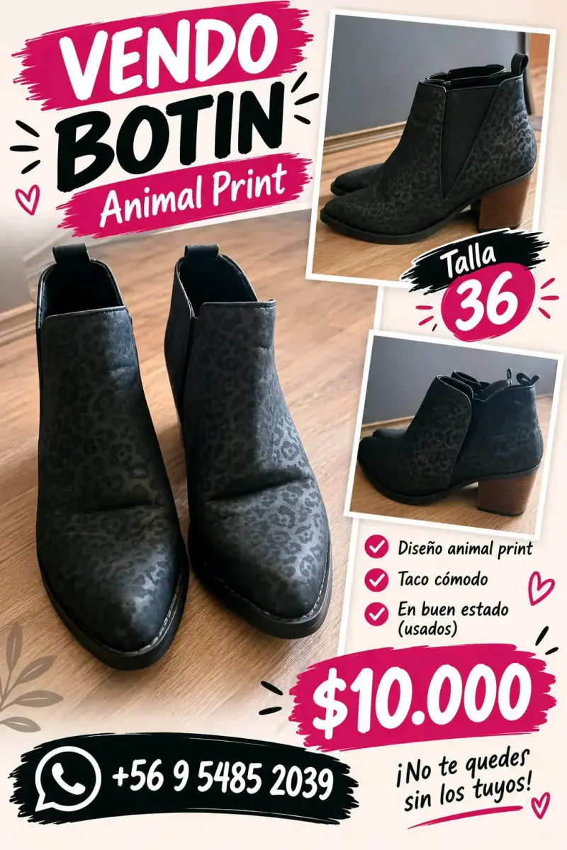 Botines Animal Print Talla 36