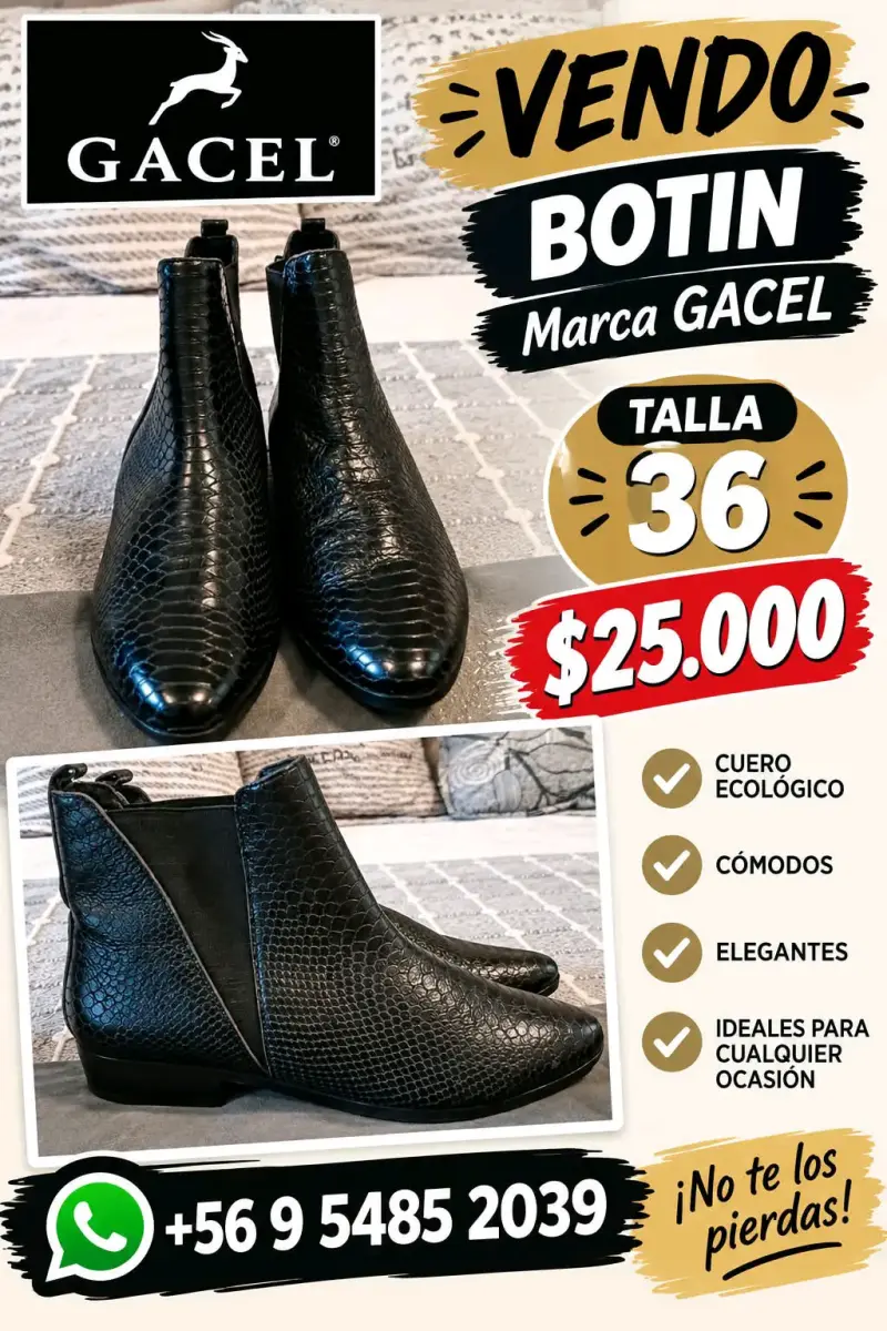 Botines negros de cuero ecológico marca Gacel talla 36