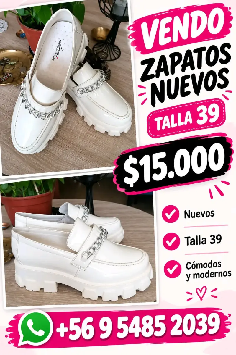 Zapatos blancos nuevos talla 39 con cadena