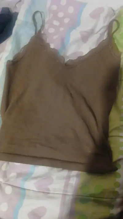 Camiseta marrón con encaje talla S - miniatura 1