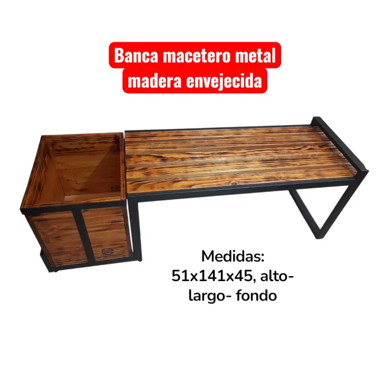 Banca de jardín con macetero integrado ROSIMET 141 - 2