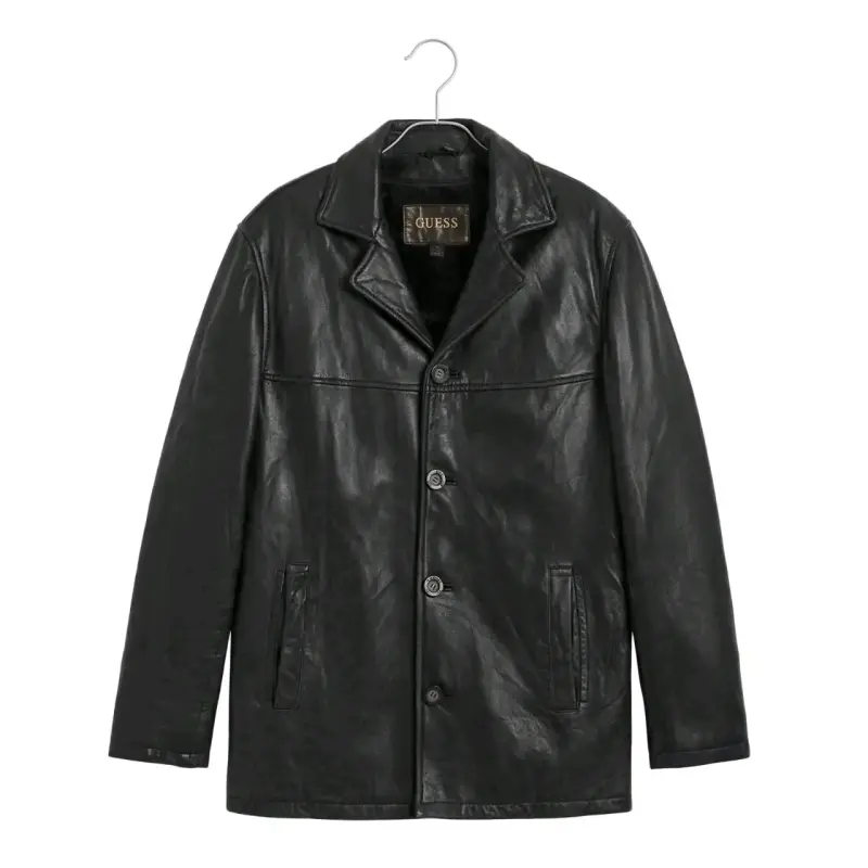 Chaqueta de cuero negra Guess para hombre
