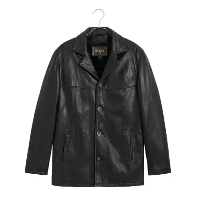 Chaqueta de cuero negra Guess para hombre - miniatura 1