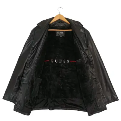 Chaqueta de cuero negra Guess para hombre - miniatura 2