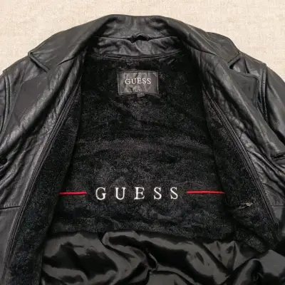 Chaqueta de cuero negra Guess para hombre - miniatura 3