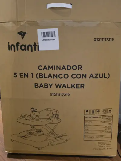 Caminador Infanti 5 en 1 Blanco con Azul - miniatura 1