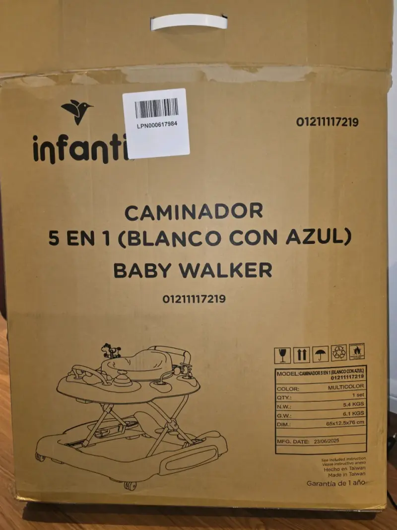 Caminador Infanti 5 en 1 Blanco con Azul - 2
