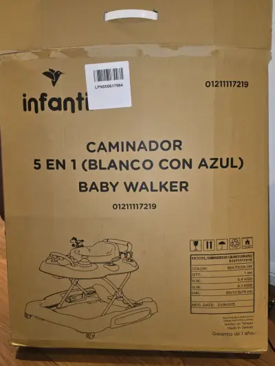 Caminador Infanti 5 en 1 Blanco con Azul - miniatura 2