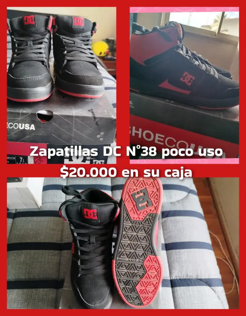 Zapatillas DC negras y rojas talla 38 poco uso