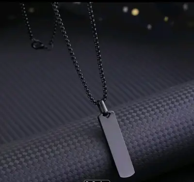 Collar de acero inoxidable negro para hombre - miniatura 2