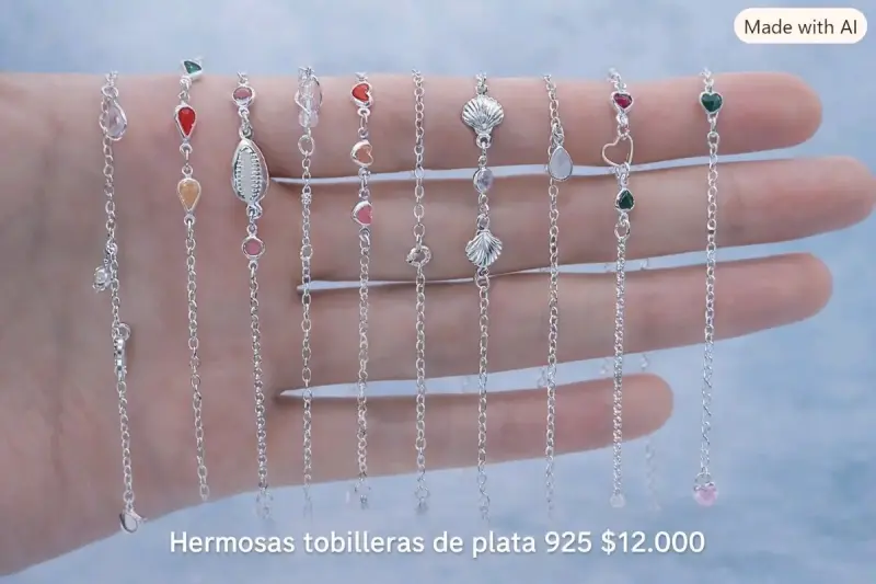 Hermosas tobilleras de plata 925 con dijes