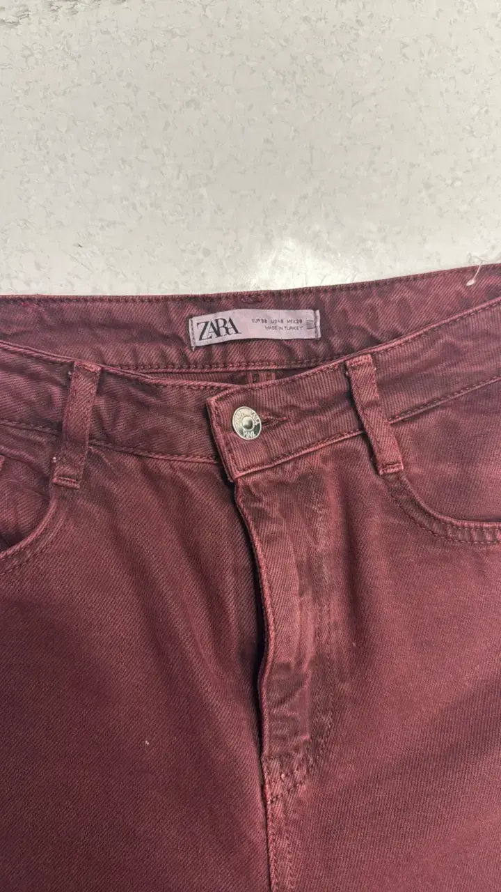 Pantalones burdeos de mezclilla Zara 38 - 2