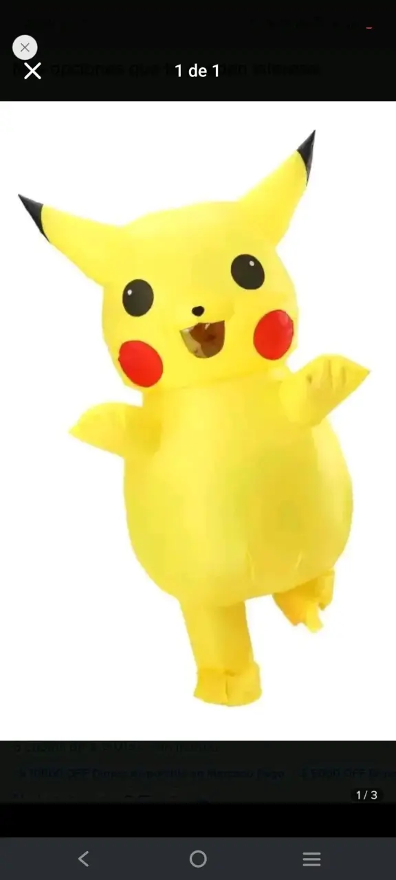 Disfraz inflable de Pikachu para adultos