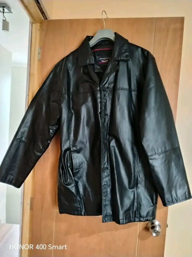 Chaqueta de cuero negra para hombre xl/xxl