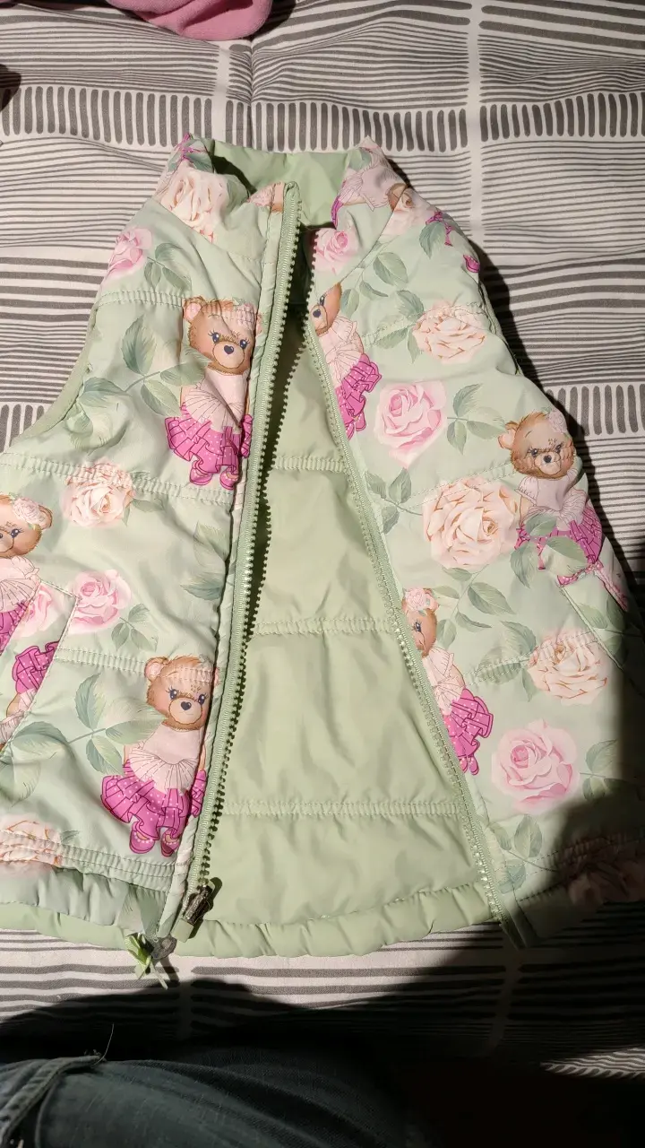Chaleco Reversible Infantil Verde con Estampado - 2