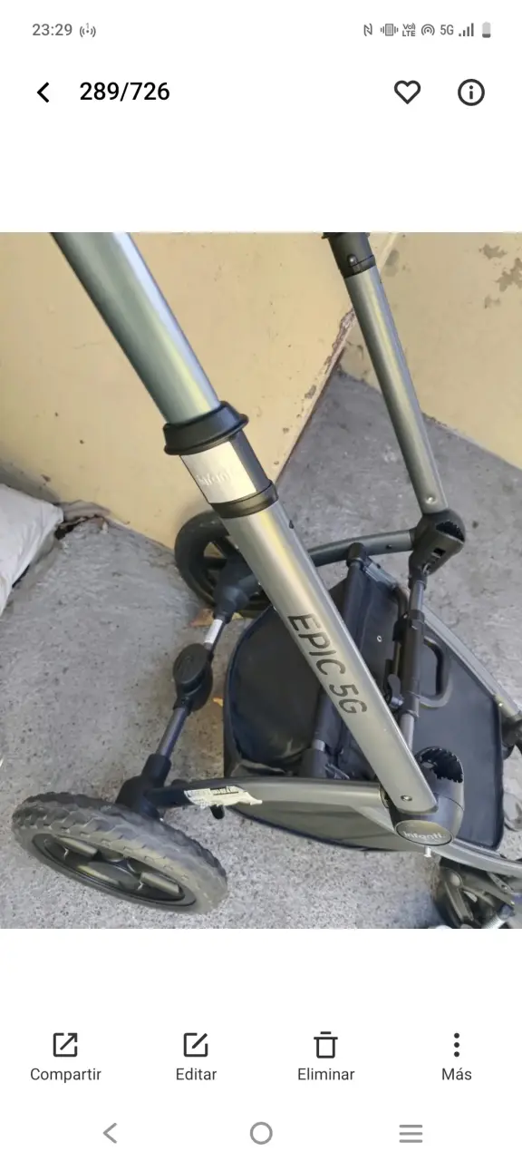 Coche de bebé épic 5g gris con asiento ajustable - 5