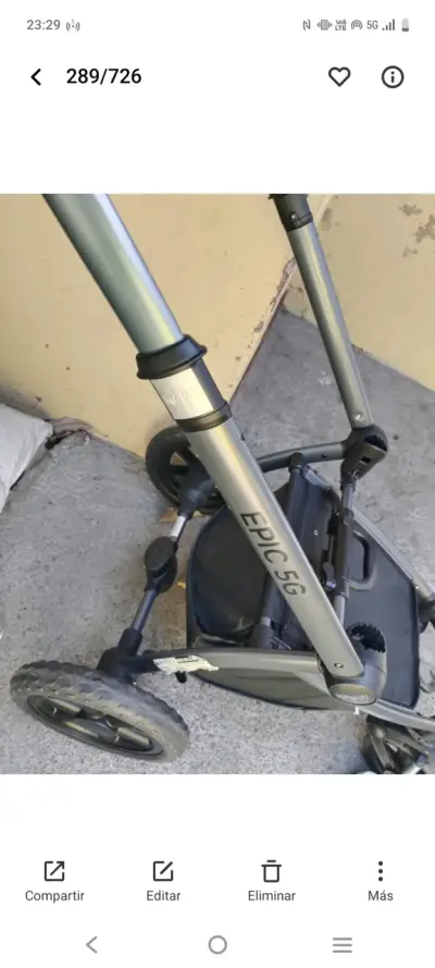 Coche de bebé épic 5g  gris con asiento ajustable - miniatura 5
