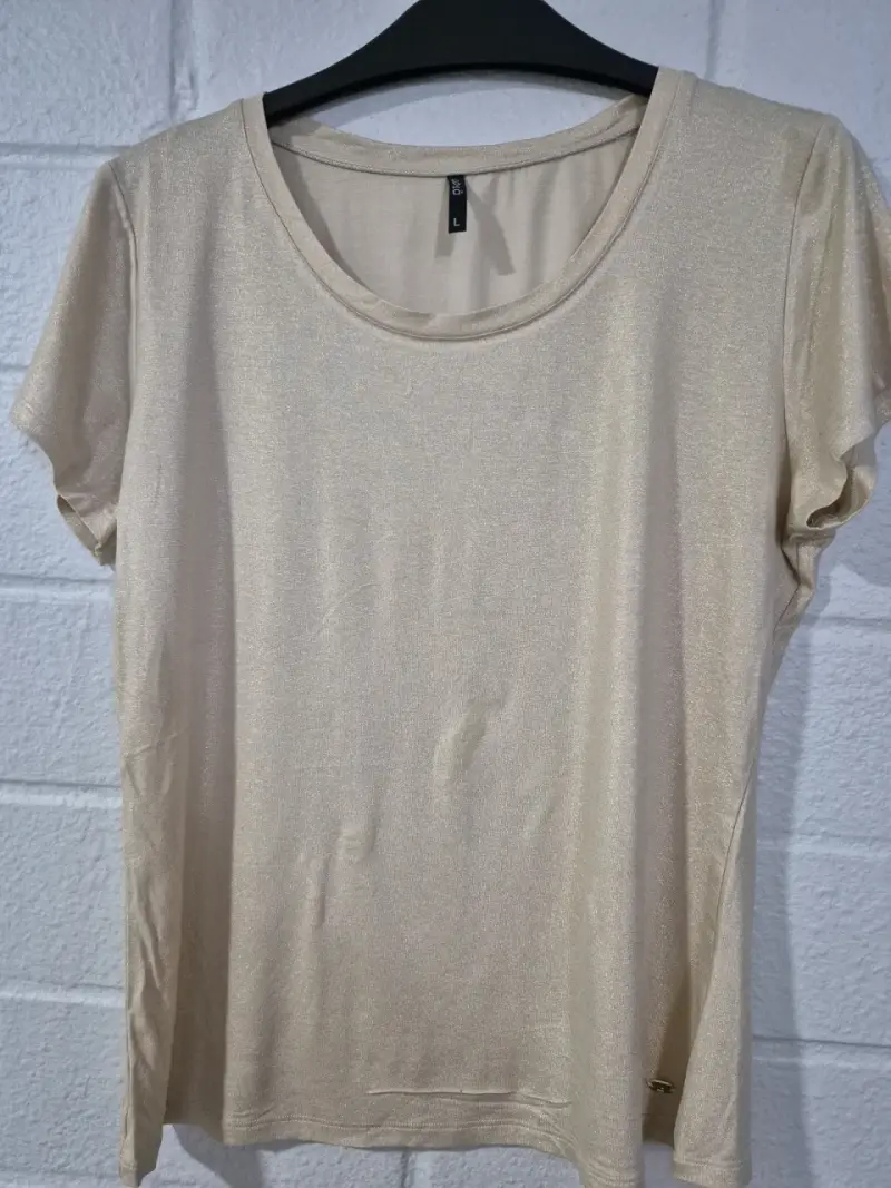 Polera dorada brillante para mujer talla L - 2