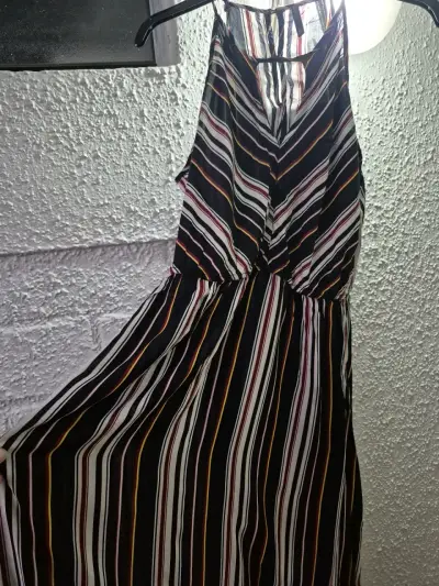 Vestido largo de rayas multicolor para mujer - miniatura 1
