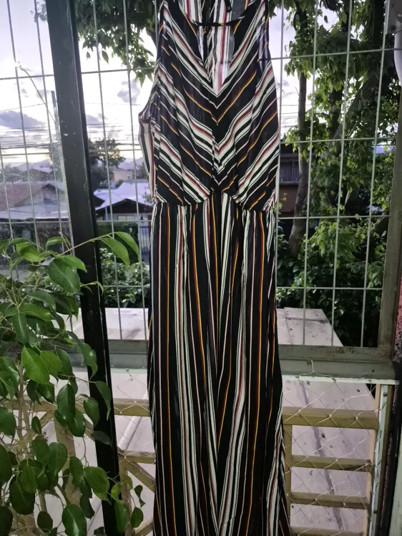 Vestido largo de rayas multicolor para mujer - 3