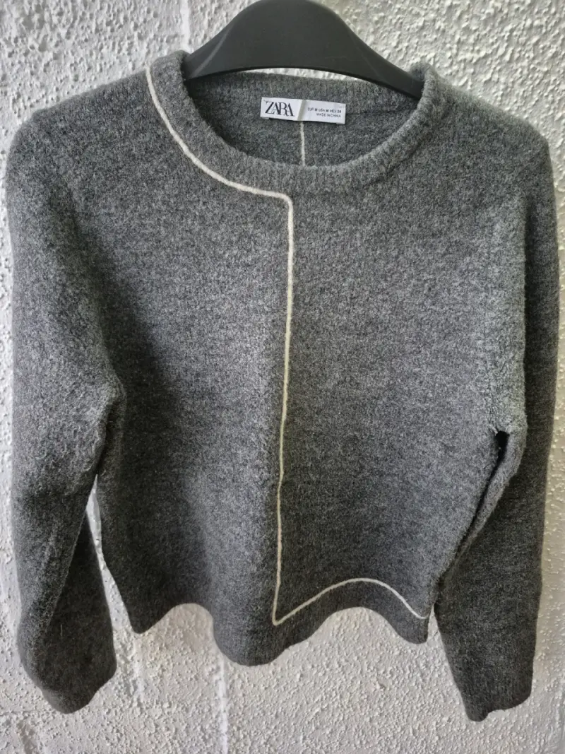 Suéter gris de lana Zara para mujer - 1