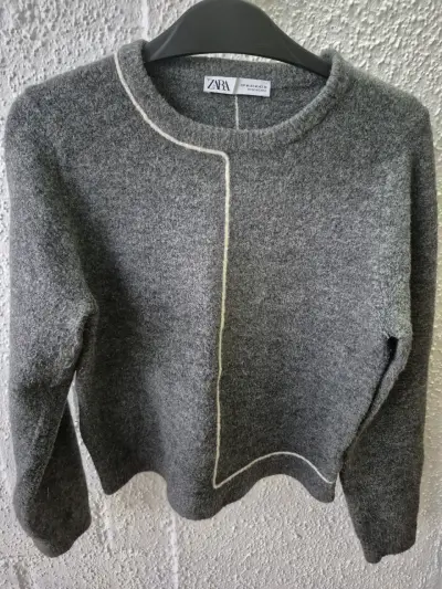 Suéter gris de lana Zara para mujer - miniatura 1