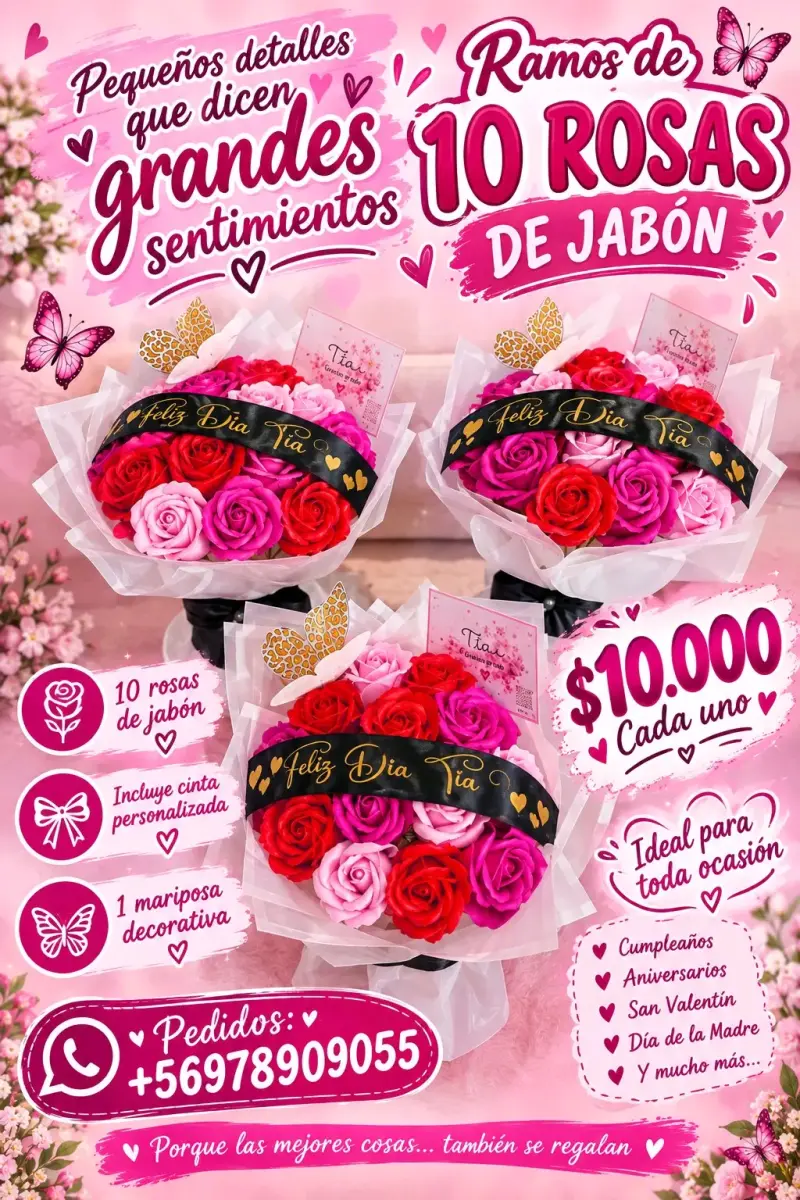 Ramo de 10 Rosas de Jabón Decorativas