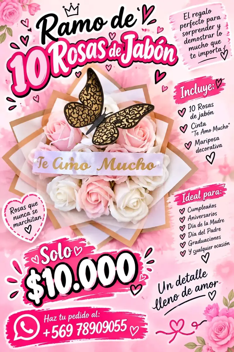 Ramo de 10 Rosas de Jabón Decorativas - 4