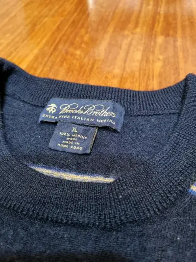 Suéter de lana merino azul a rayas Brooks Brothers - miniatura 2