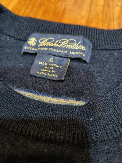 Suéter de lana merino azul a rayas Brooks Brothers - miniatura 3