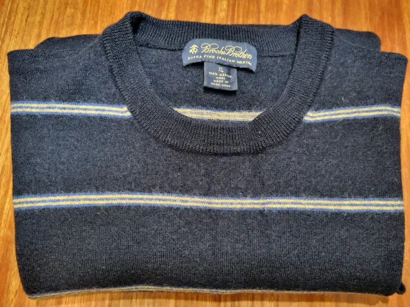 Suéter de lana merino azul a rayas Brooks Brothers - 4