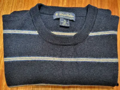 Suéter de lana merino azul a rayas Brooks Brothers - miniatura 4