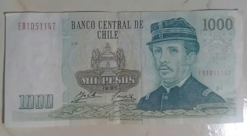Billete de 1000 pesos chilenos antiguo
