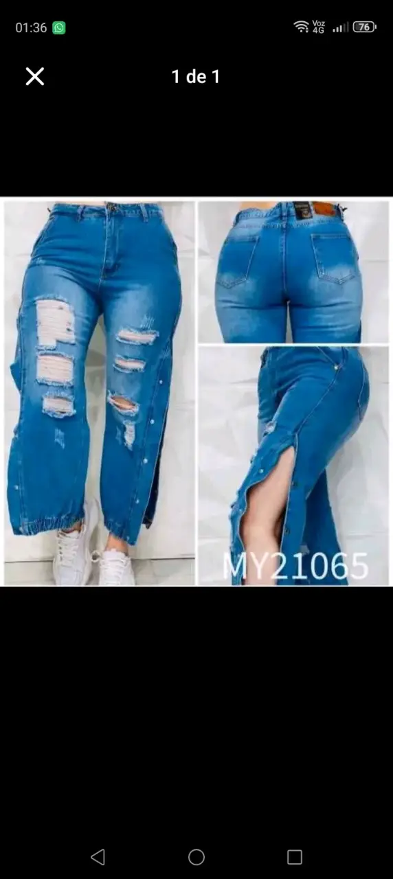 Jeans rasgados de mezclilla azul para mujer