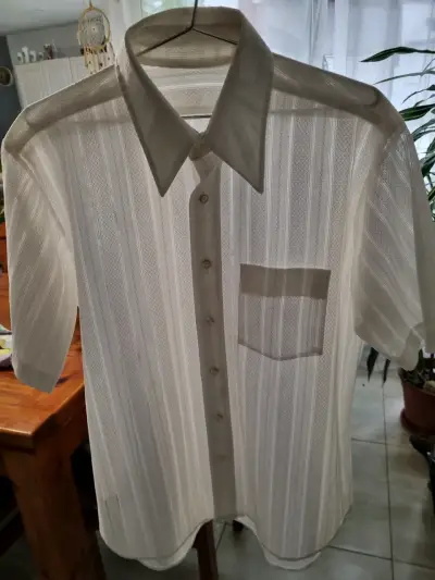 Camisa de vestir blanca con diseño a rayas - miniatura 1