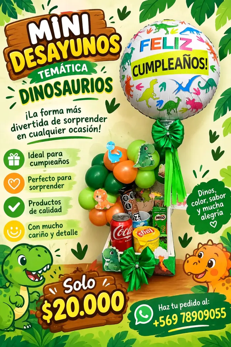 Mini desayuno temático de dinosaurios para cumpleaños