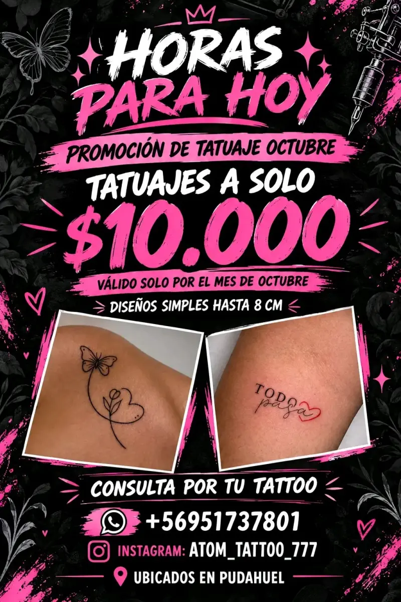 Promoción de tatuajes simples en Pudahuel