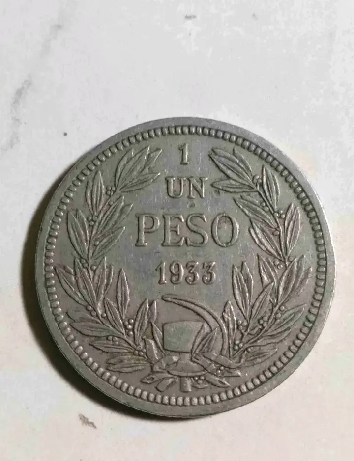 Moneda antigua de 1 peso chileno 1933