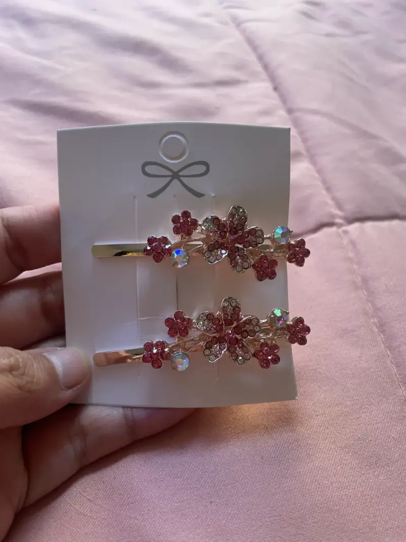 Set de Horquillas Florales con Cristales Rosados
