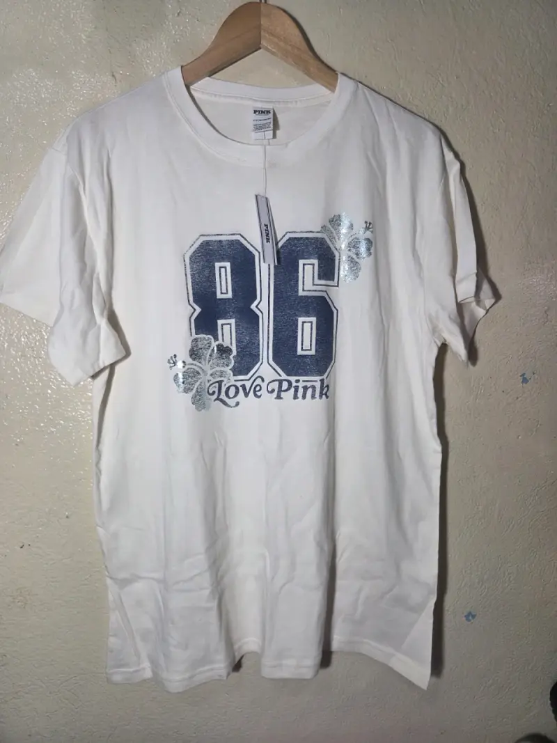 Polera Blanca Love Pink Victoria's Secret Talla S - 2