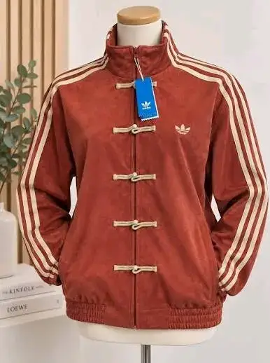 Chaqueta deportiva unisex Adidas roja con rayas - miniatura 1