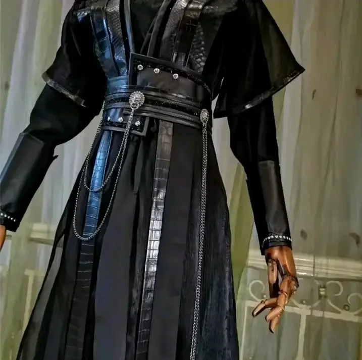 Traje tradicional negro chino detalles metálicos - 2