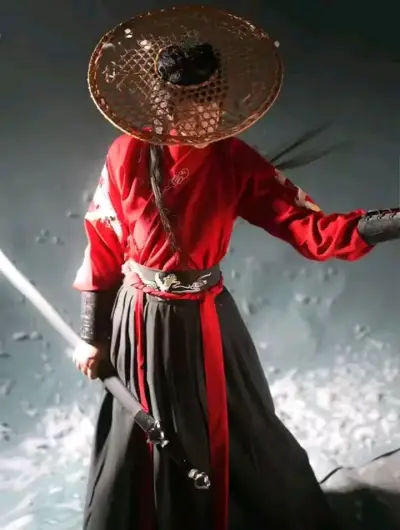 Traje tradicional chino rojo y negro para cosplay - miniatura 2